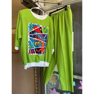 Vintage 1980's Teddi Sport green casual set  size 20/40
